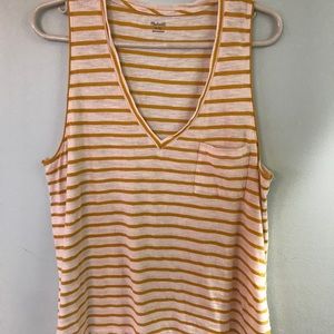 Madewell Yellow and White Striped Tank Top